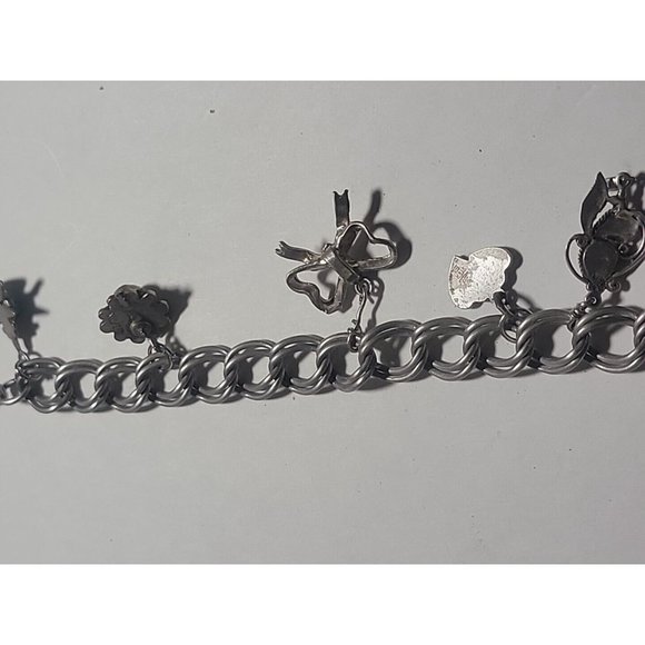 Southwest Native Turquoise Charm Bracelet Sterling Silver - Picture 9 of 11